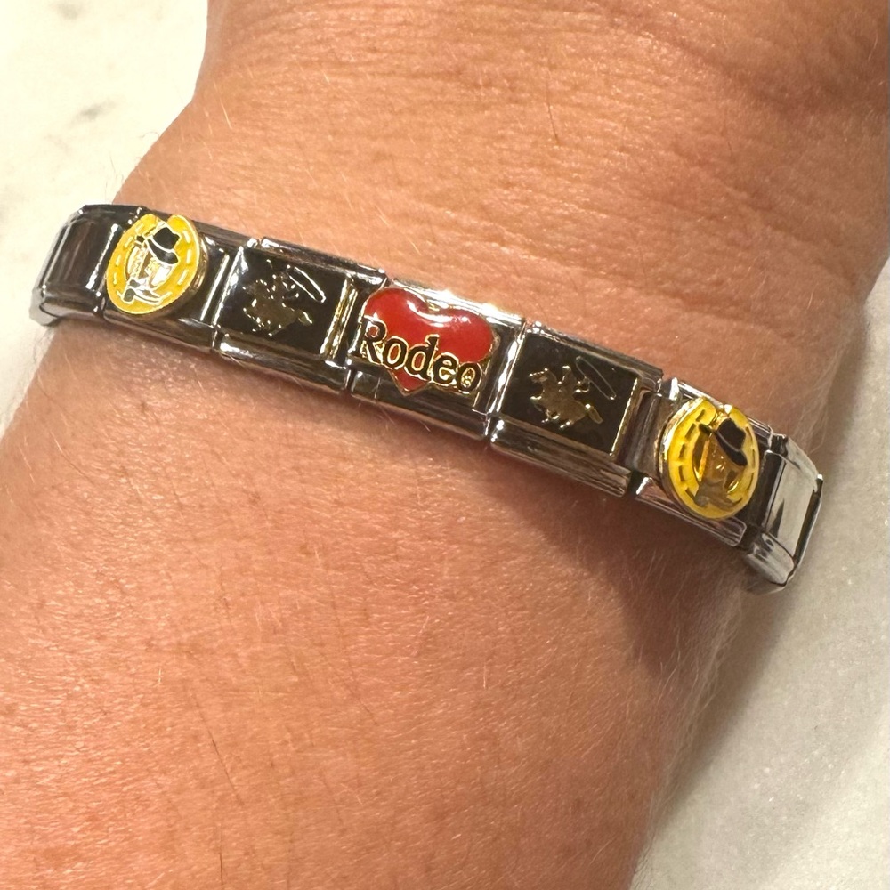 Italian Charm bracelet - horse/rodeo themed and additional charms can be added!